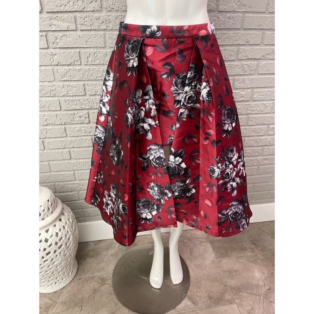 Jealous Tomato Women Burgundy Floral Layered Mini Skirt Size M